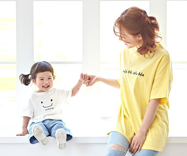 <font color="ffffff">[Family short T-shirts tee & family look]<br></font> Hohohaha mother and baby short T-shirts_19B06