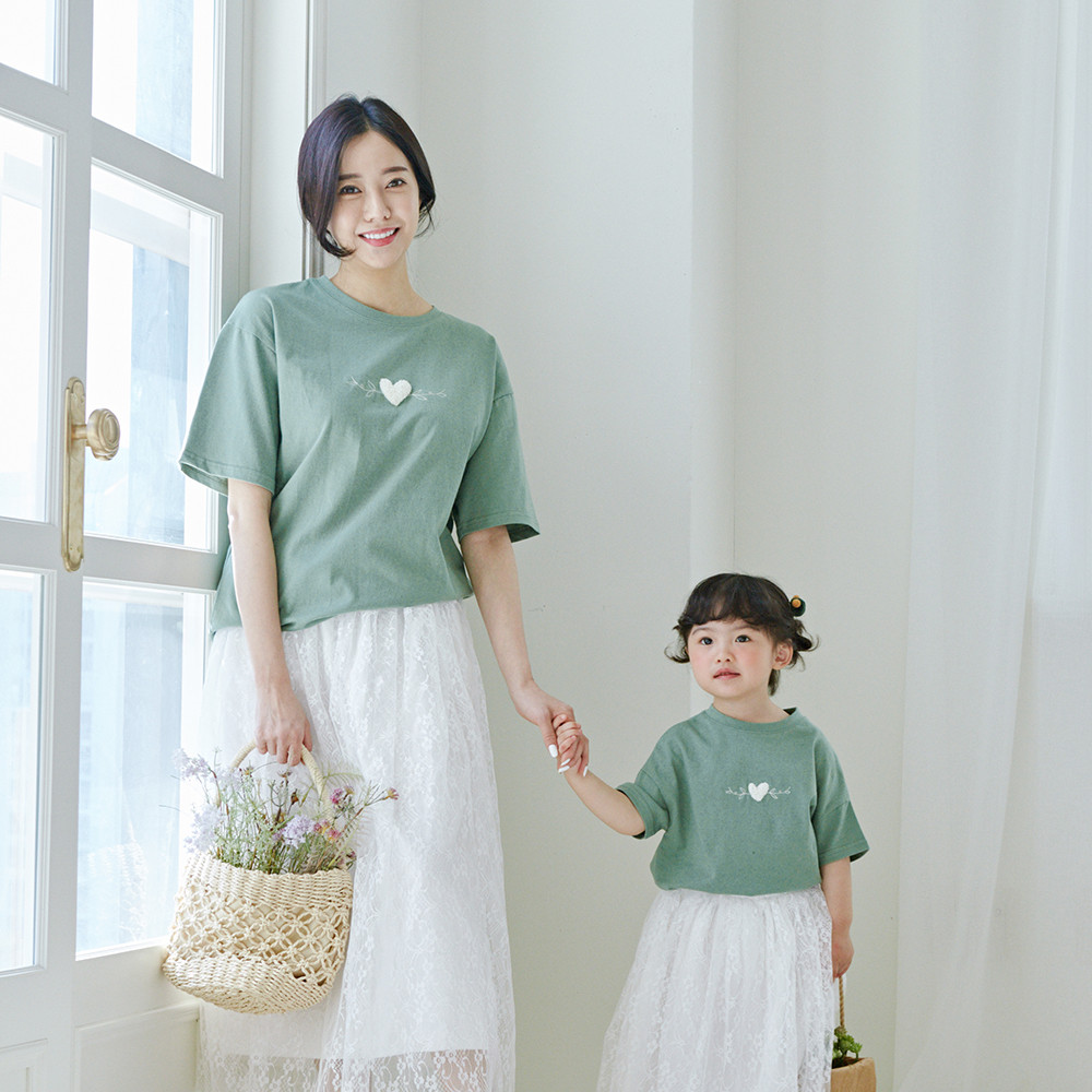 Grass Heart short T-shirts Mom and Baby 22B02WK/ Family look, family photo outfit