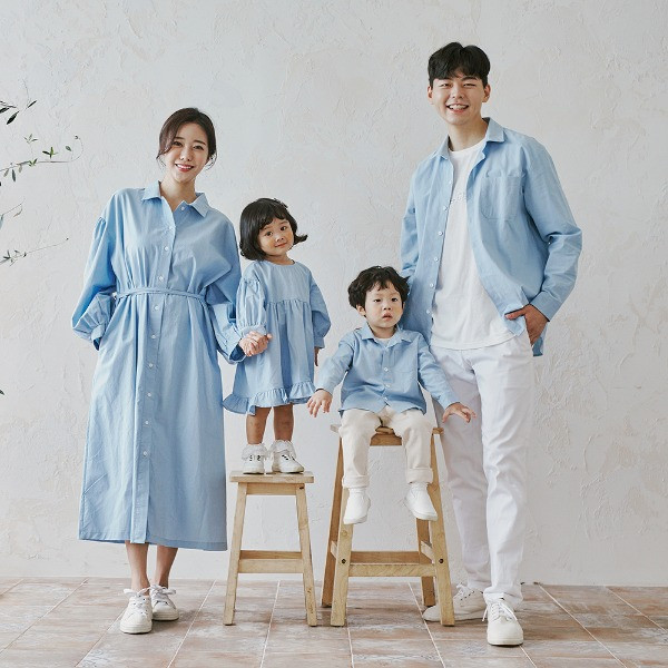 Holiday Blue long sleeve family 21C03/family look, family photo costume