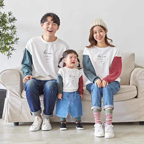 <font color="ffffff">[Family long sleeve tee & family look]<br></font> family color matching love Man to man long sleeve 19C02<font color="red"><b> </b></font>