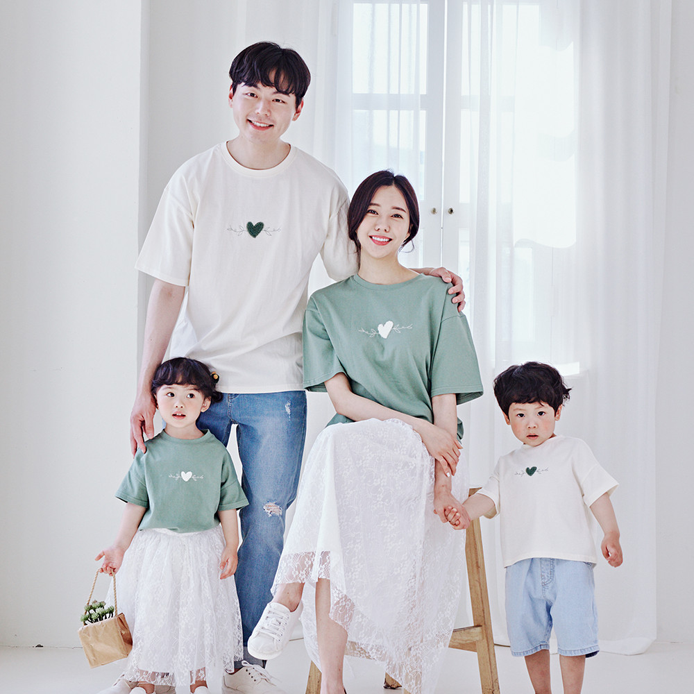 Grass heart short T-shirts family 22B02/ family look, family photo outfit
