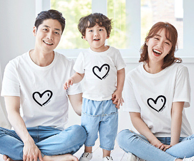 <font color="ffffff">[Family short T-shirts & family look]<br></font> family heart heart short T-shirts 19B07/family look, family tee
